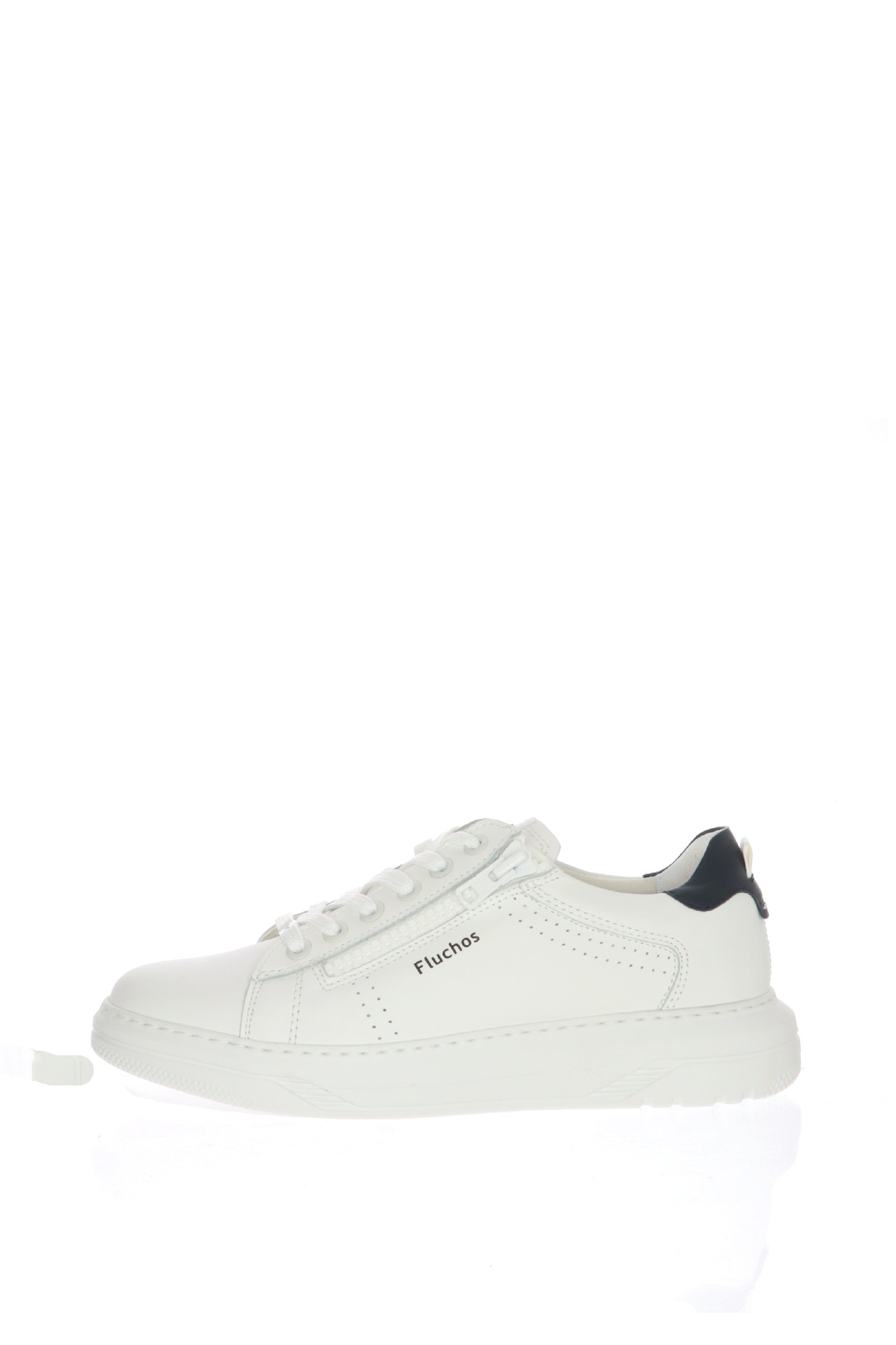 Sneakers bianca con lacci e cerniera Fluchos