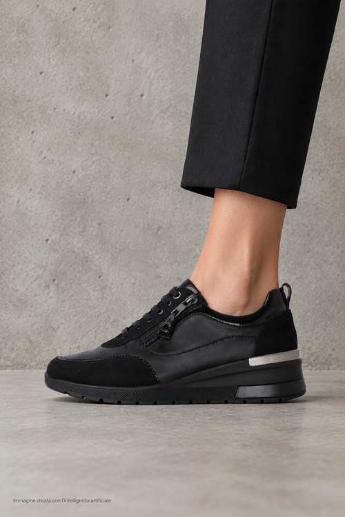 Sneakers con lacci  e cerniera nera - 2