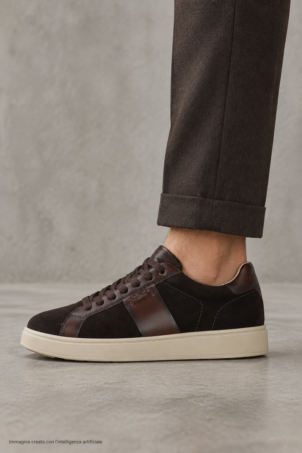 Sneakers in camoscio marrone uomo