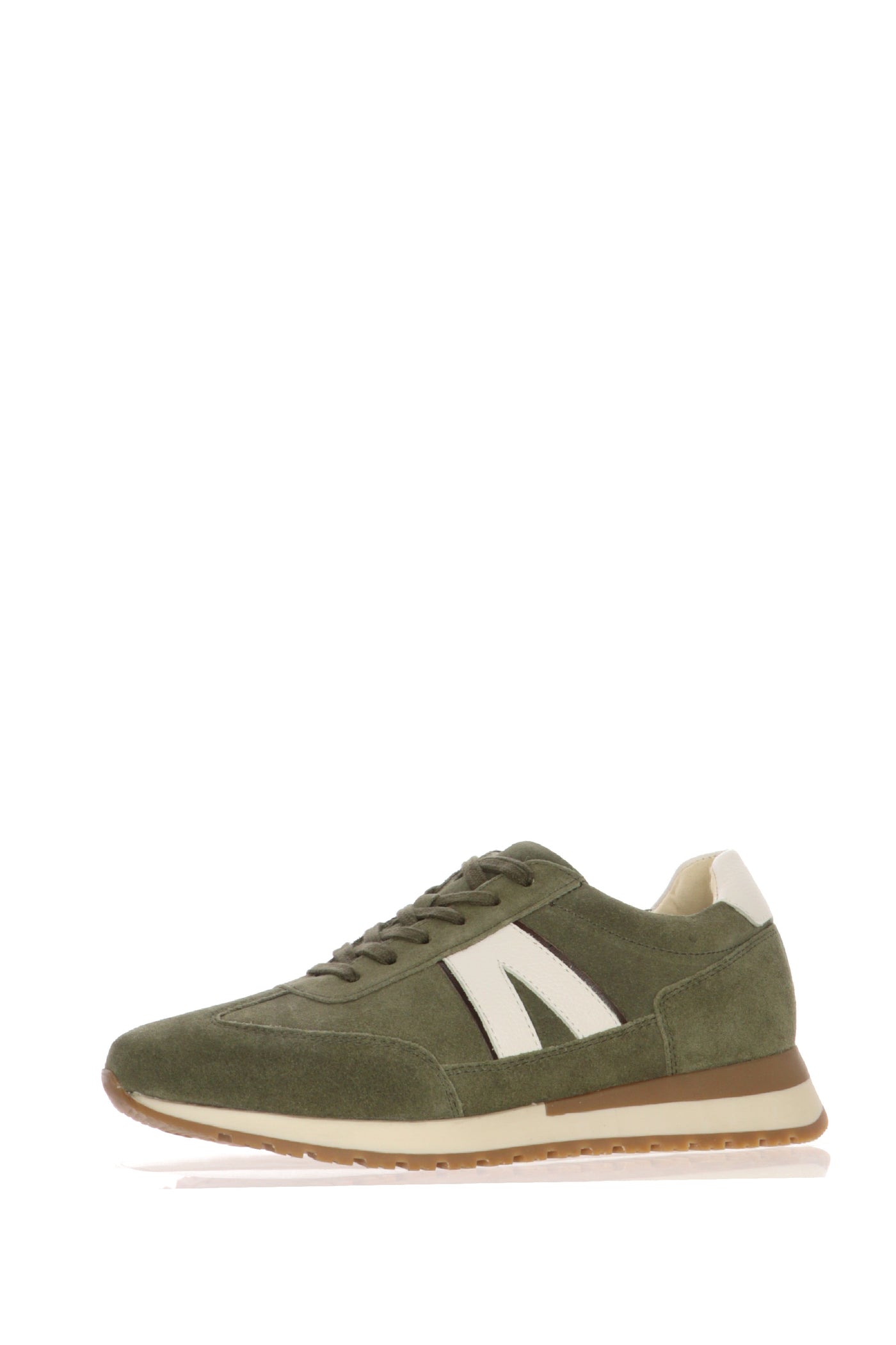 Sneakers in camoscio verde con lacci e cerniera Ara