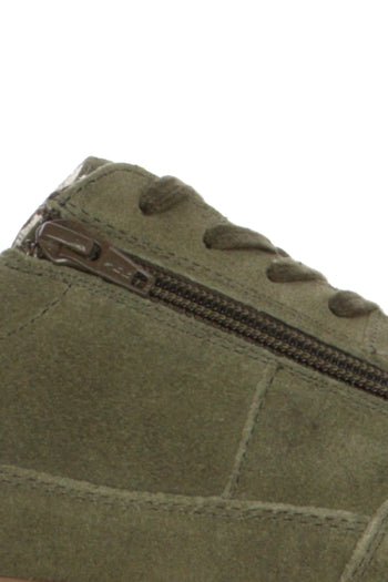 Sneakers in camoscio verde con lacci e cerniera Ara - 7