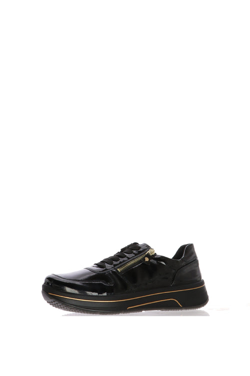 Sneakers in naplack nero con lacci e cerniera numeri grandi Donna Ara - 2