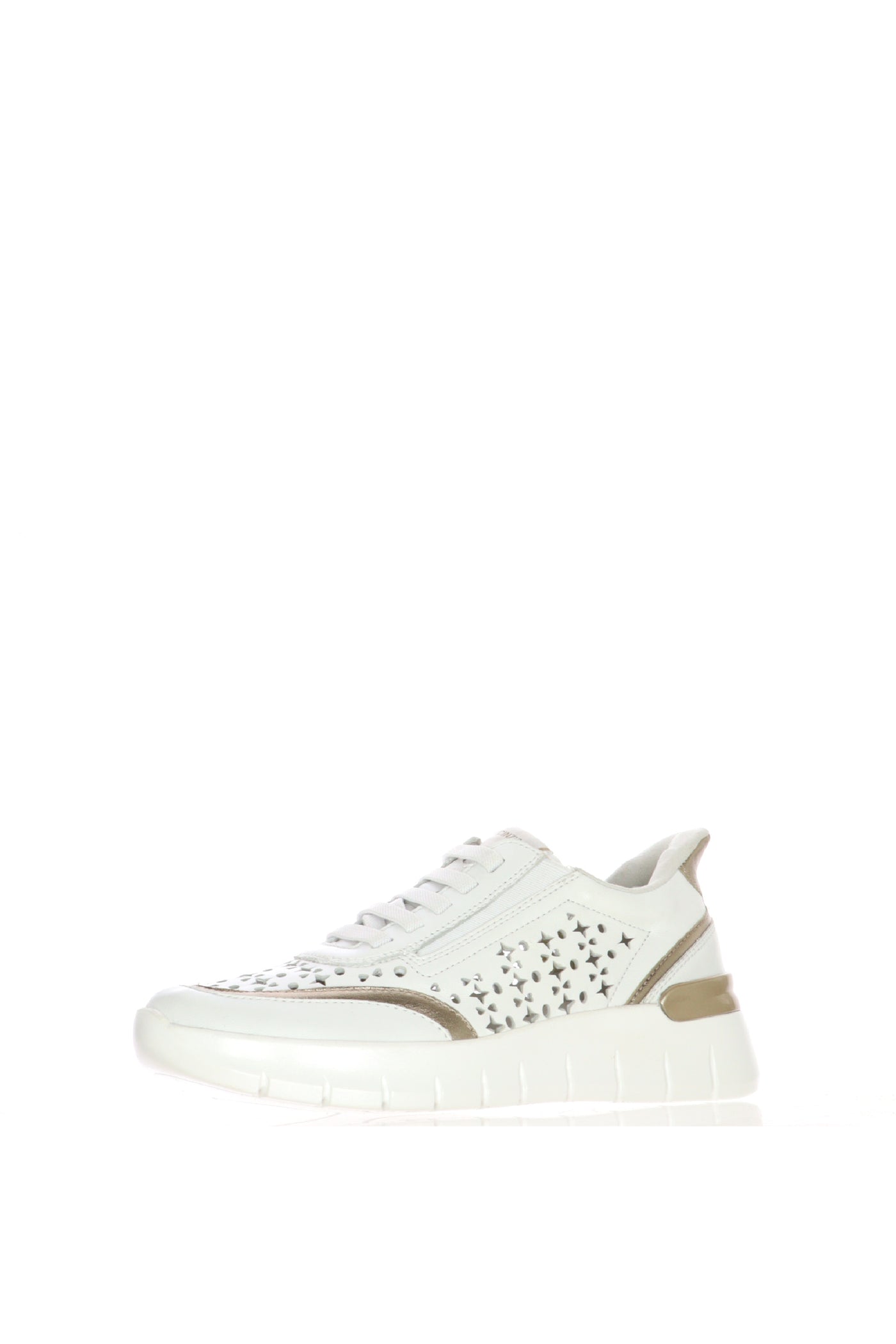 Sneakers in pelle bianca con lacci ed elastico plantare estraibile 2