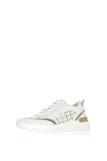 Sneakers in pelle bianca con lacci ed elastico plantare estraibile - 3