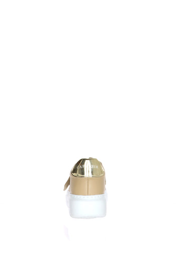 Sneakers beige in pelle con fascia cavallino - 4