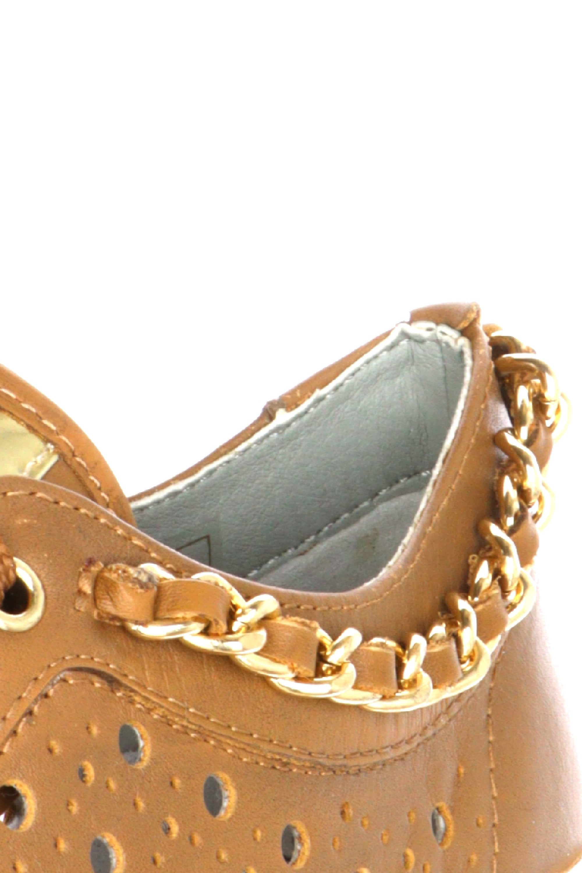 Sneakers in pelle cuoio con catena dorata Cinzia Soft