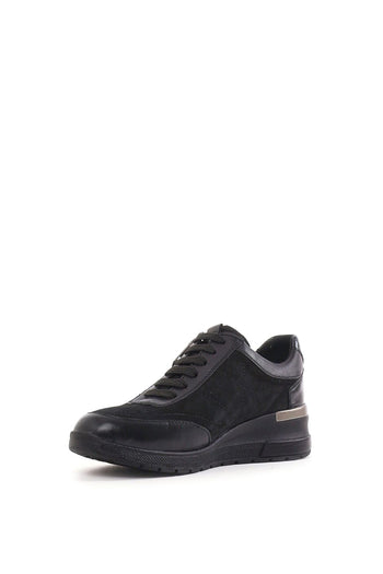Sneakers in pelle e camoscio con chiusura lacci e cerniera Cinzia Soft - 3