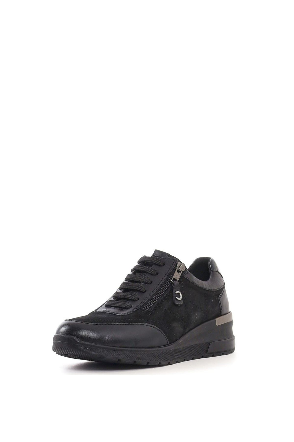 Sneakers in pelle e camoscio con chiusura lacci e cerniera Cinzia Soft 2