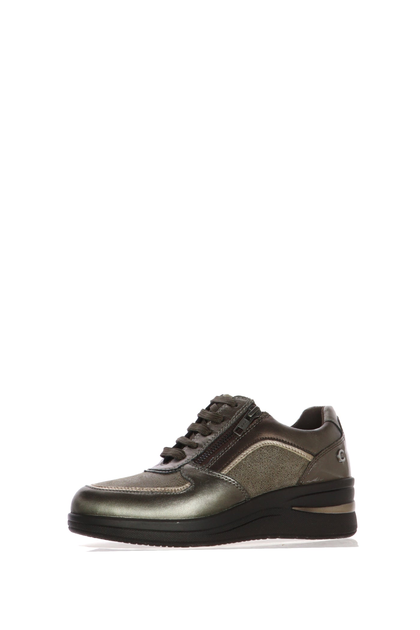 Sneakers in pelle e camoscio visone e nero con plantare estraibile Cinzia Soft