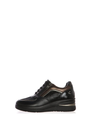 Sneakers in pelle e camoscio visone e nero con plantare estraibile Cinzia Soft - 4