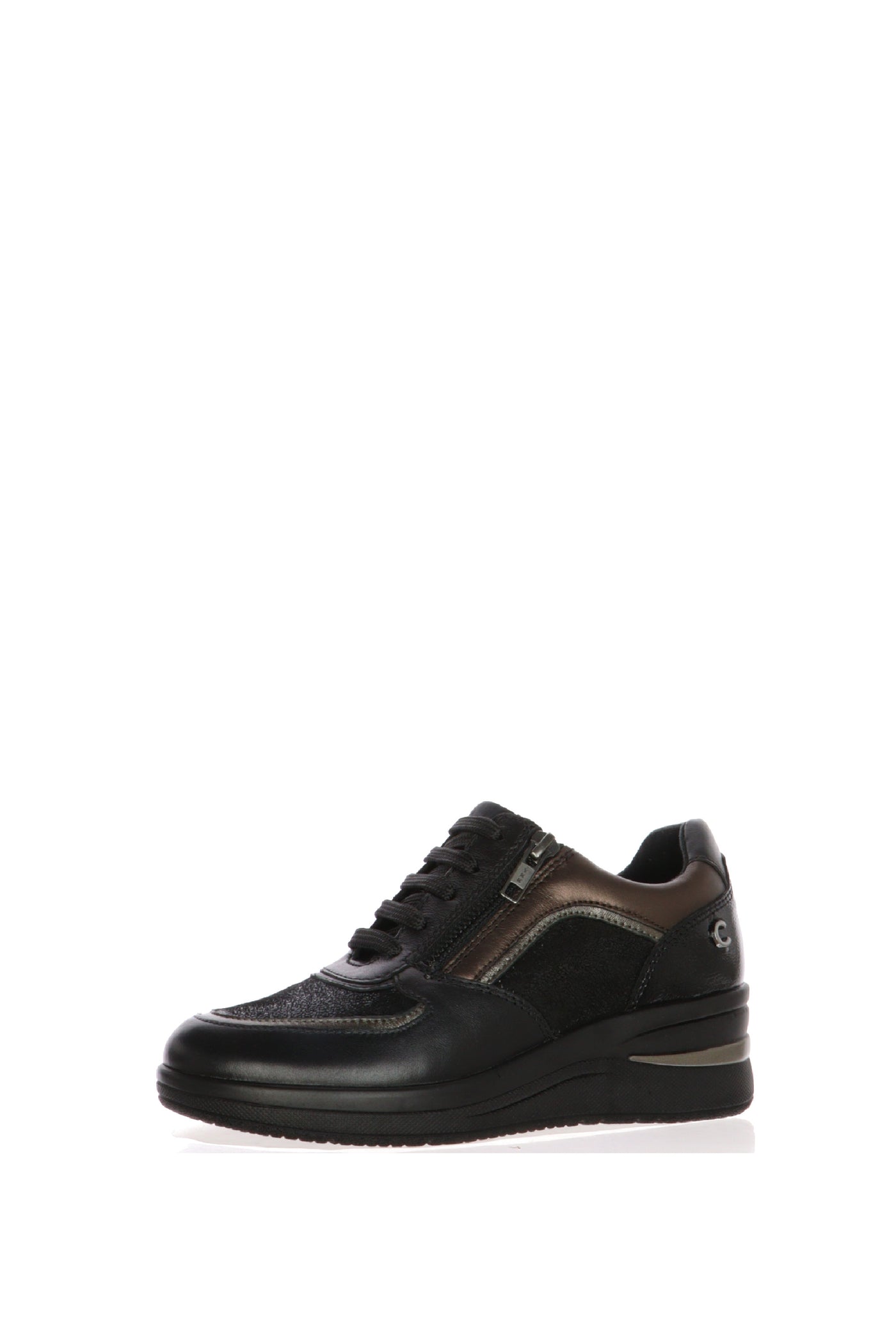Sneakers in pelle e camoscio visone e nero con plantare estraibile Cinzia Soft 2