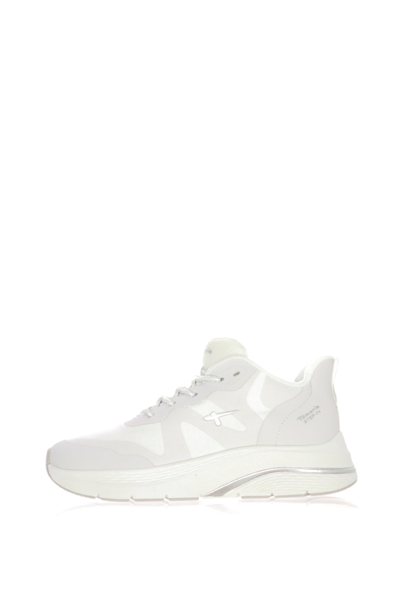 Sneakers in tessuto  bianco e nero con lacci Tamaris