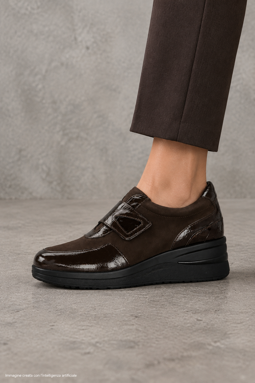 Sneakers marrone Susimoda con dettagli animalier lucidi - 2