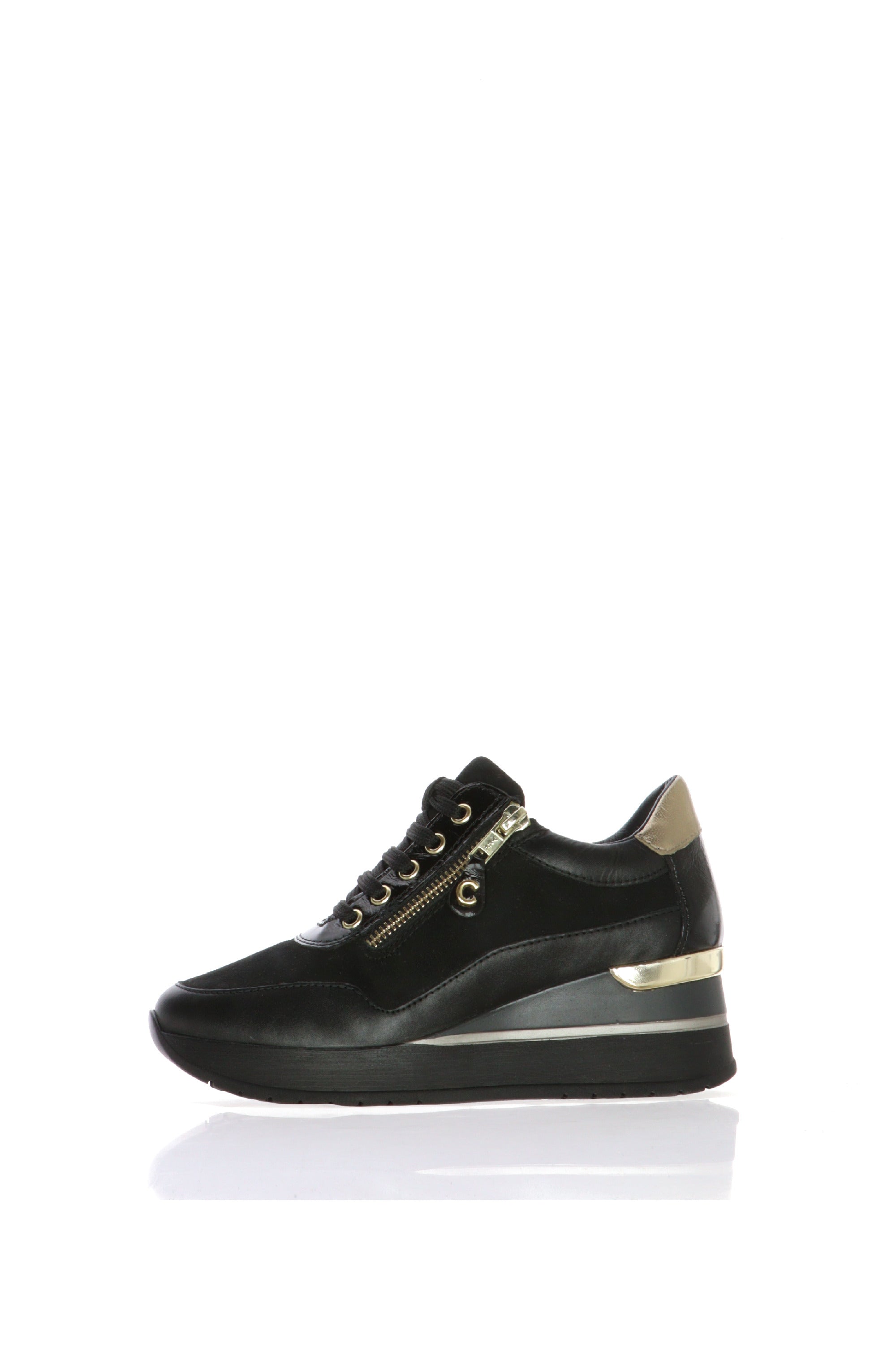 Sneakers nera con lacci e cerniera  Cinzia Soft