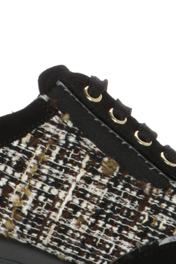 Sneakers nera in camoscio e tessuto con lacci e cerniera zeppa media Melluso - 4