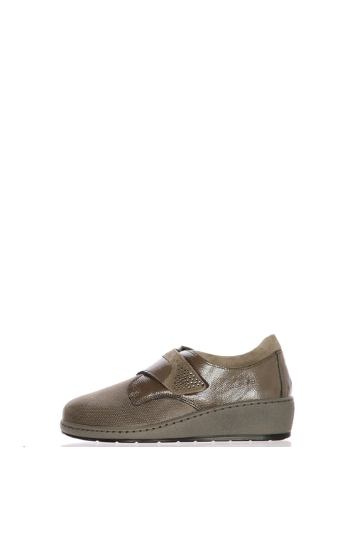 Sneakers tortora e nero elasticizzata con strappo regolabile - 1