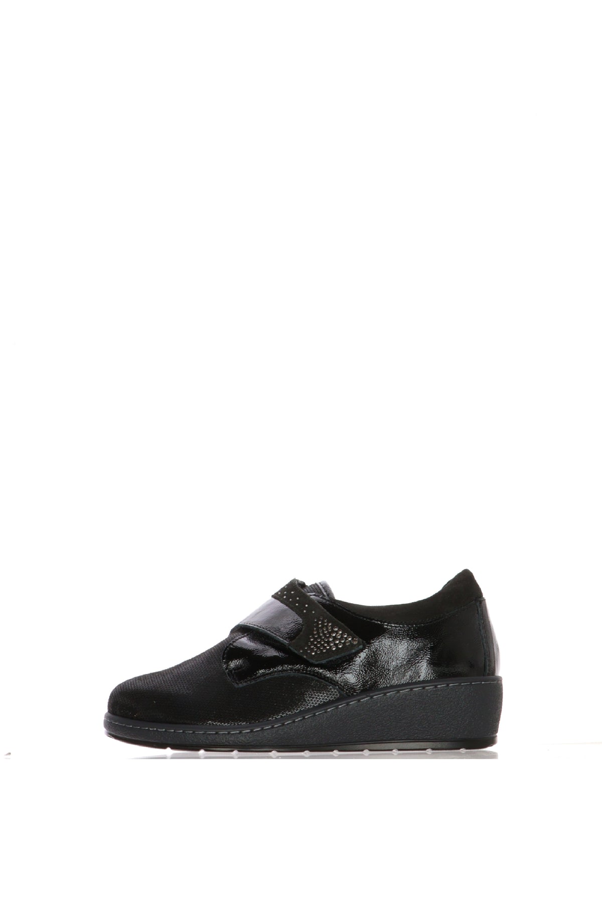 Sneakers tortora e nero elasticizzata con strappo regolabile 2