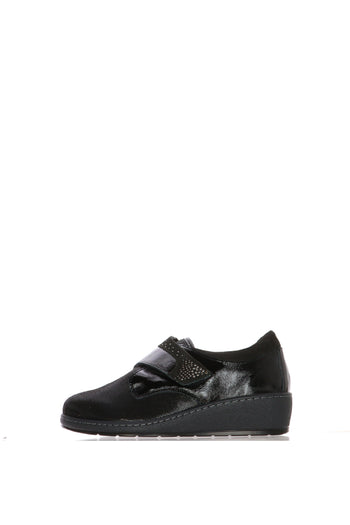 Sneakers tortora e nero elasticizzata con strappo regolabile - 3
