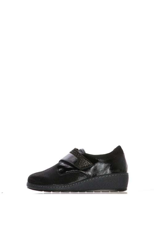 Sneakers tortora e nero elasticizzata con strappo regolabile - 2