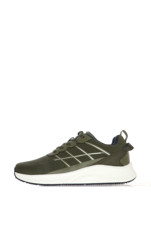 Sneakers uomo  in tessuto verde e blu con lacci - 1
