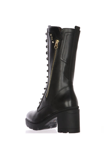 Stivale Donna in Pelle nero con cerniera e lacci Nero Giardini - 3