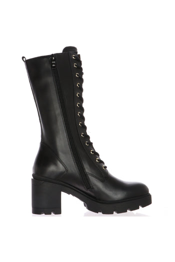 Stivale Donna in Pelle nero con cerniera e lacci Nero Giardini - 5