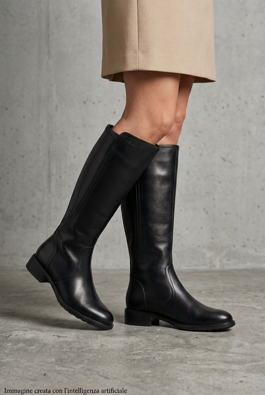 Stivale cavallerizzo in pelle nero gambale extra large 2