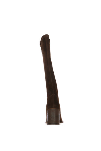 Stivale in camoscio marrone choco  con tacco quadrato - 5
