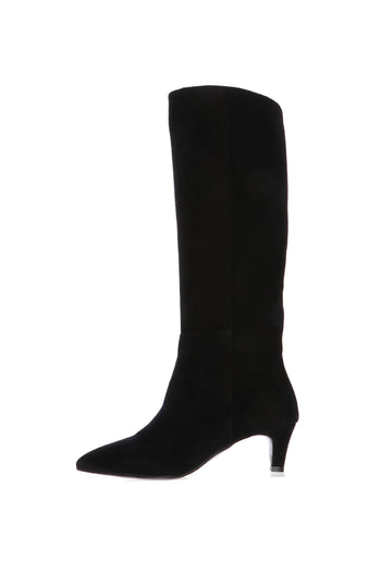 Stivale in camoscio nero e vinaccio con tacco basso Gianni Crasto - 4