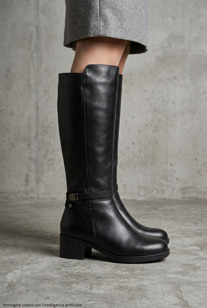 Stivale in pelle nero