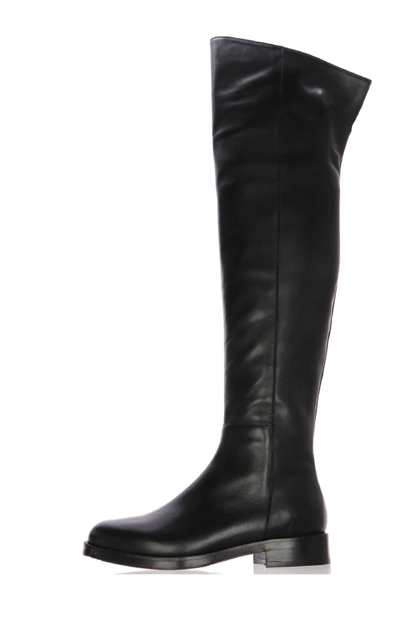 Stivale in pelle nero gambale alto tacco basso Gianni Crasto