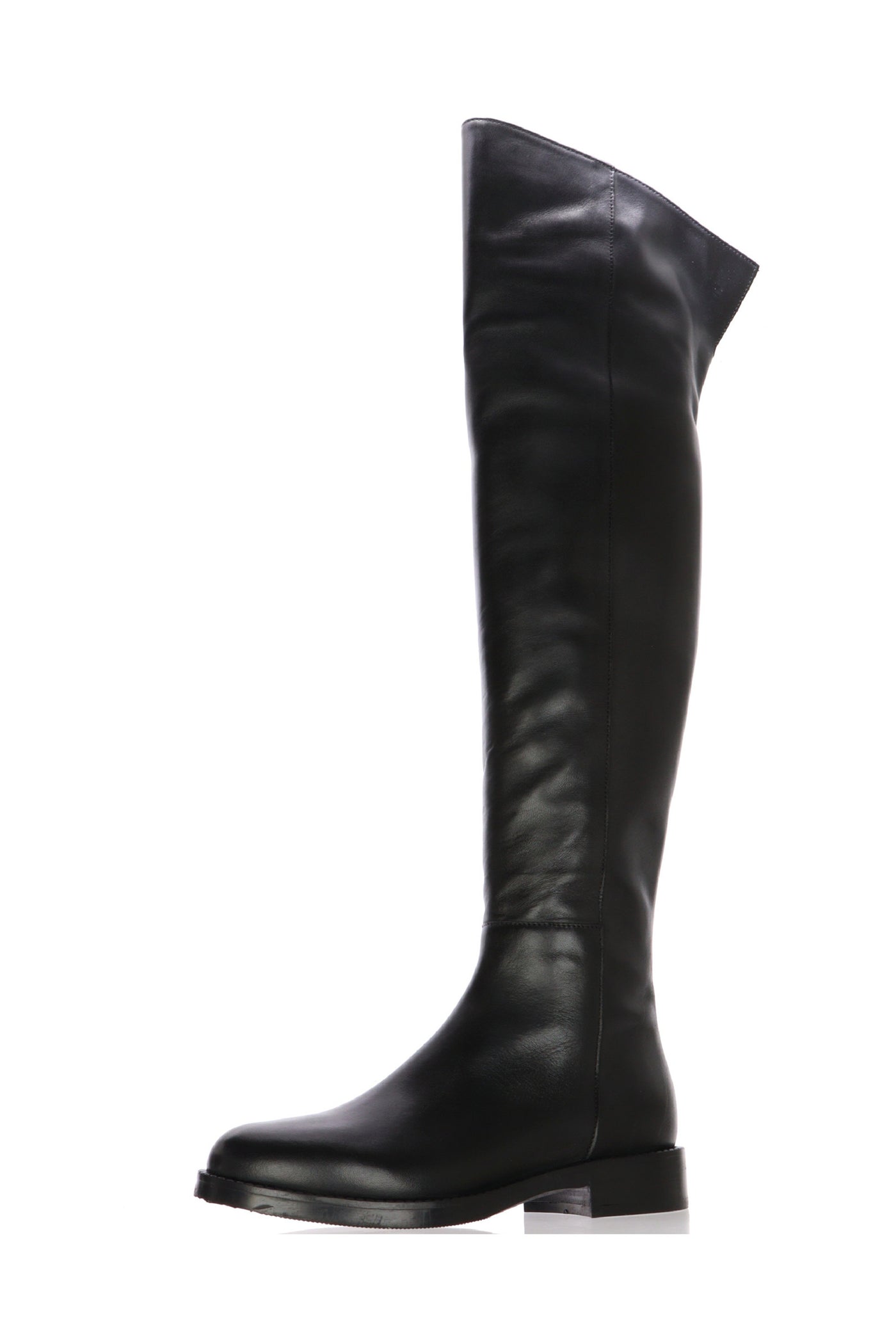 Stivale in pelle nero gambale alto tacco basso Gianni Crasto 2