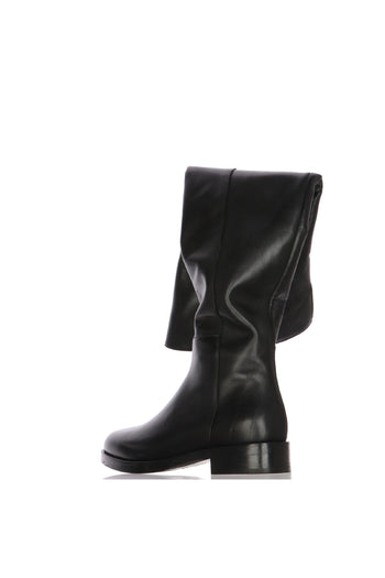 Stivale in pelle nero gambale alto tacco basso Gianni Crasto - 5