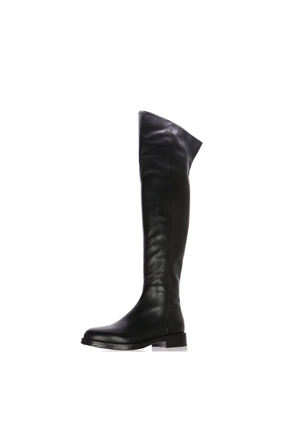 Stivale in pelle nero gambale alto tacco basso Gianni Crasto 2