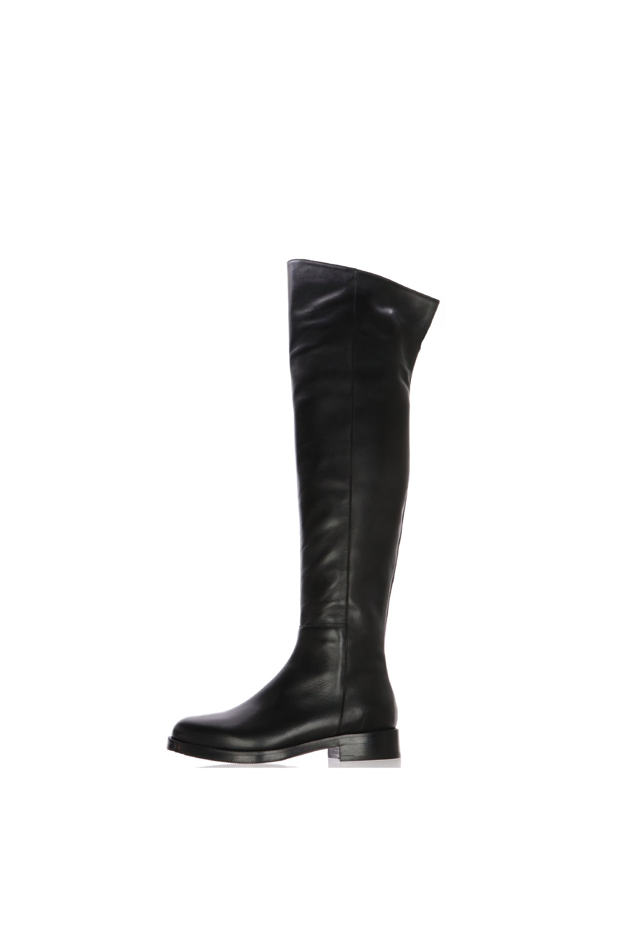 Stivale in pelle nero gambale alto tacco basso Gianni Crasto