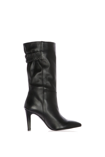 Stivale in vera pelle nero e bordeaux con tacco 8 cm sottile Gianni Crasto - 4