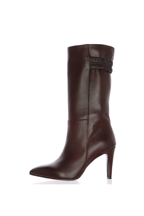 Stivale in vera pelle nero e bordeaux con tacco 8 cm sottile Gianni Crasto - 1