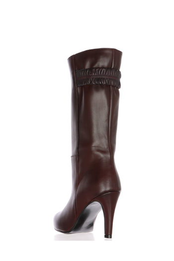 Stivale in vera pelle nero e bordeaux con tacco 8 cm sottile Gianni Crasto - 7