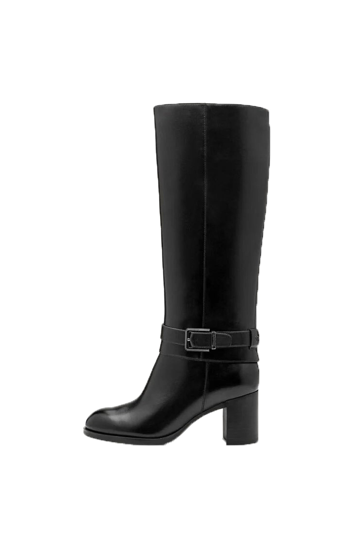 Stivale nero in pelle con tacco Tamaris