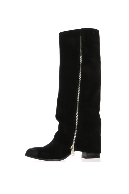 Stivale tendenza in camoscio nero e tortora Gianni Crasto - 1