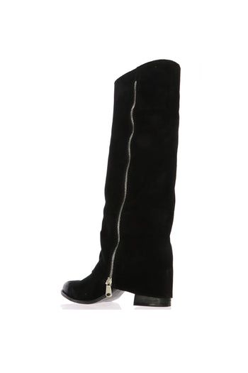 Stivale tendenza in camoscio nero e tortora Gianni Crasto - 4