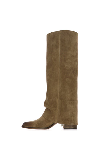 Stivale tendenza in camoscio nero e tortora Gianni Crasto - 6