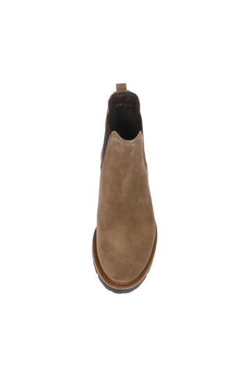 Stivaletto Chelsea Boot  in camoscio taupe e blu con carrarmato - 11