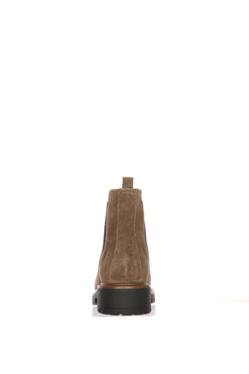 Stivaletto Chelsea Boot  in camoscio taupe e blu con carrarmato - 13