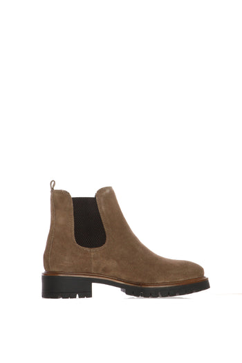 Stivaletto Chelsea Boot  in camoscio taupe e blu con carrarmato - 9
