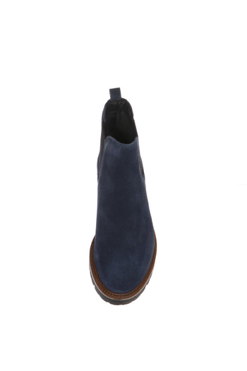 Stivaletto Chelsea Boot  in camoscio taupe e blu con carrarmato - 10