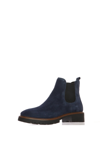 Stivaletto Chelsea Boot  in camoscio taupe e blu con carrarmato - 4