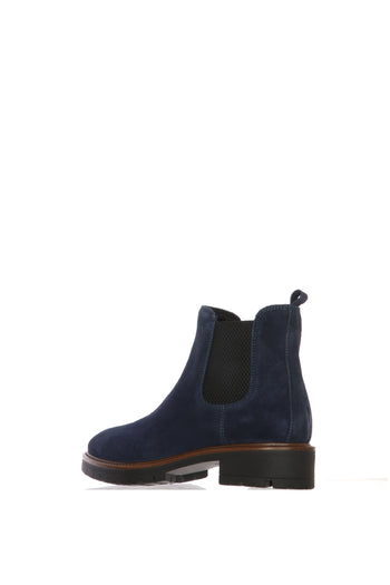 Stivaletto Chelsea Boot  in camoscio taupe e blu con carrarmato - 6