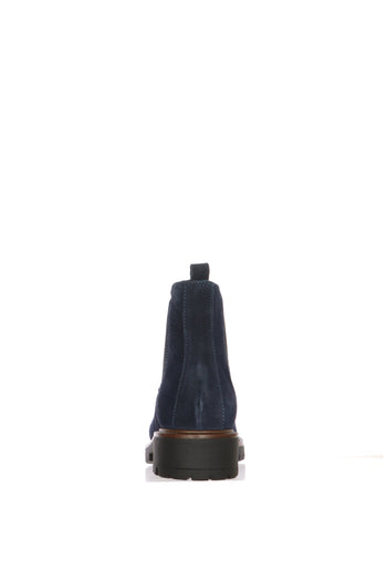 Stivaletto Chelsea Boot  in camoscio taupe e blu con carrarmato - 12