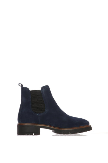 Stivaletto Chelsea Boot  in camoscio taupe e blu con carrarmato - 8